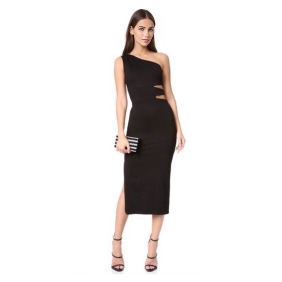 NWT Alice + Olivia Margo Cut-Out Viscose Sheath Dress Black Size 2 - Picture 2 of 16